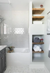 Bathroom shelves in the wall design
