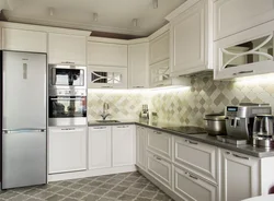 White doors in the kitchen interior photo