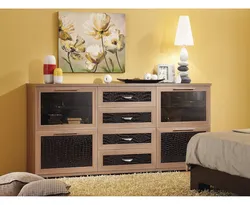 Stylish chest of drawers in the living room photo