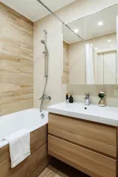 White bathroom design with wood