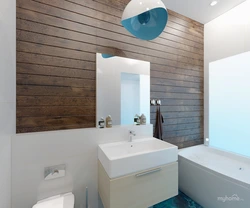White bathroom design with wood