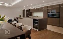 Three-level kitchen in the interior photo