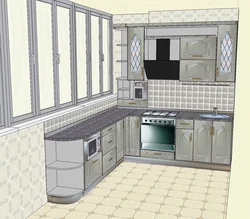 Kitchen with ventilation duct design 8 sq.