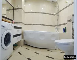 Corner bath with design toilet and washing machine