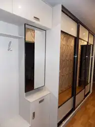 Фота пярэднім пакоі з шафай купэ ў сучасным стылі вузкай доўгай