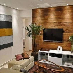 TV üçün qonaq otağının divarındakı laminat