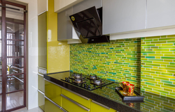 Green tiles in the kitchen photo design