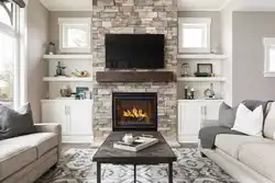 Interior with fireplace in apartment