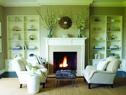 Interior with fireplace in apartment