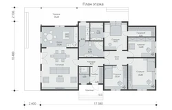 House with 4 bedrooms, one-story layout, photo projects