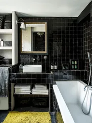 Bath interior with dark furniture