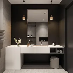 Bath interior with dark furniture