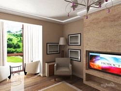 Design of a living room in an apartment with access to a balcony