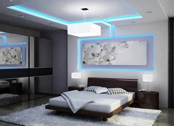 Plasterboard Ceilings Photo For A Bedroom With Lighting In A Modern