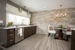 Tiles on kitchen walls photo in the interior