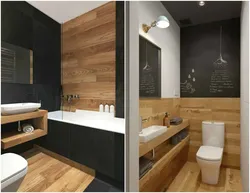 Finishing the walls with laminate in the bathroom photo