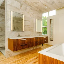 Finishing the walls with laminate in the bathroom photo