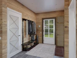 Entrance hall of a wooden house photo