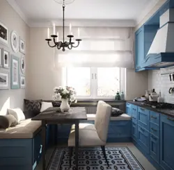 Kitchen interior 11 m with sofa