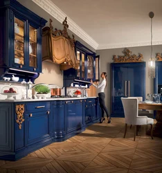 Brown kitchens with blue photo