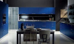Brown kitchens with blue photo