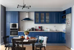 Brown kitchens with blue photo