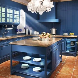 Brown Kitchens With Blue Photo