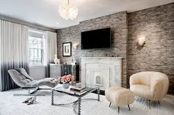 Interior walls in the living room photo modern