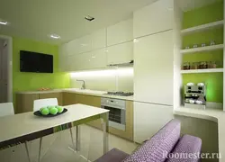 Дизайн Квадратной Кухни С Диваном И Телевизором Фото