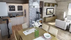 Kitchen living room at the dacha photo