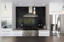 Black apron in the kitchen interior