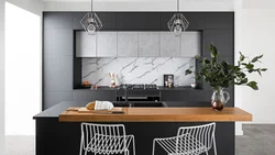 Black apron in the kitchen interior