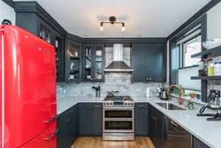Kitchens with red refrigerator design