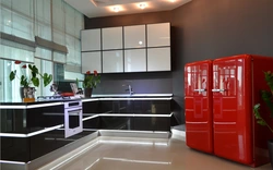 Kitchens with red refrigerator design