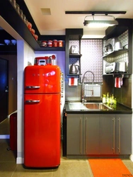 Kitchens with red refrigerator design