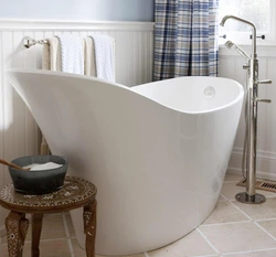 Bath bowl in the bathroom interior photo