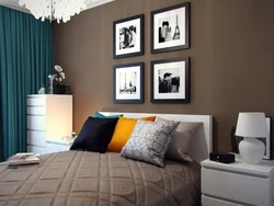 Combination of brown with other colors in the bedroom interior