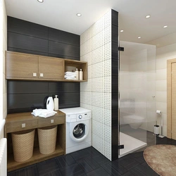 Bathroom design with shower screen and washing machine