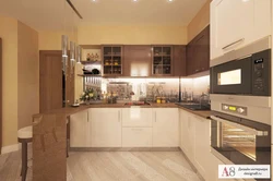 Wallpaper for the kitchen with beige furniture photo