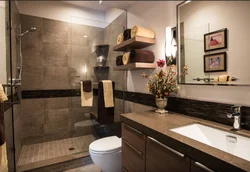 Gray brown bathroom interior