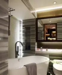 Gray brown bathroom interior