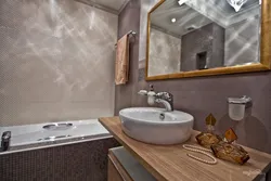 Gray brown bathroom interior