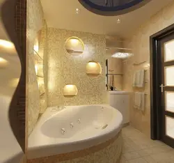 Design of a combined bathroom with a corner bath