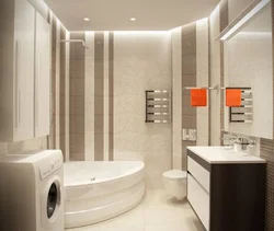 Design of a combined bathroom with a corner bath