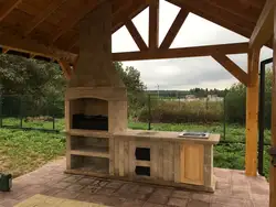 Summer kitchen in the countryside photo barbecue