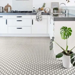 Linoleum for kitchen tiles, light photo