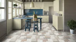 Linoleum for kitchen tiles, light photo