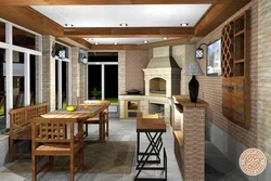 Summer kitchen design with barbecue area