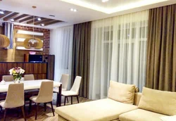 Curtains for the living room and kitchen in the same style photo