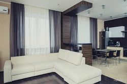 Curtains For The Living Room And Kitchen In The Same Style Photo